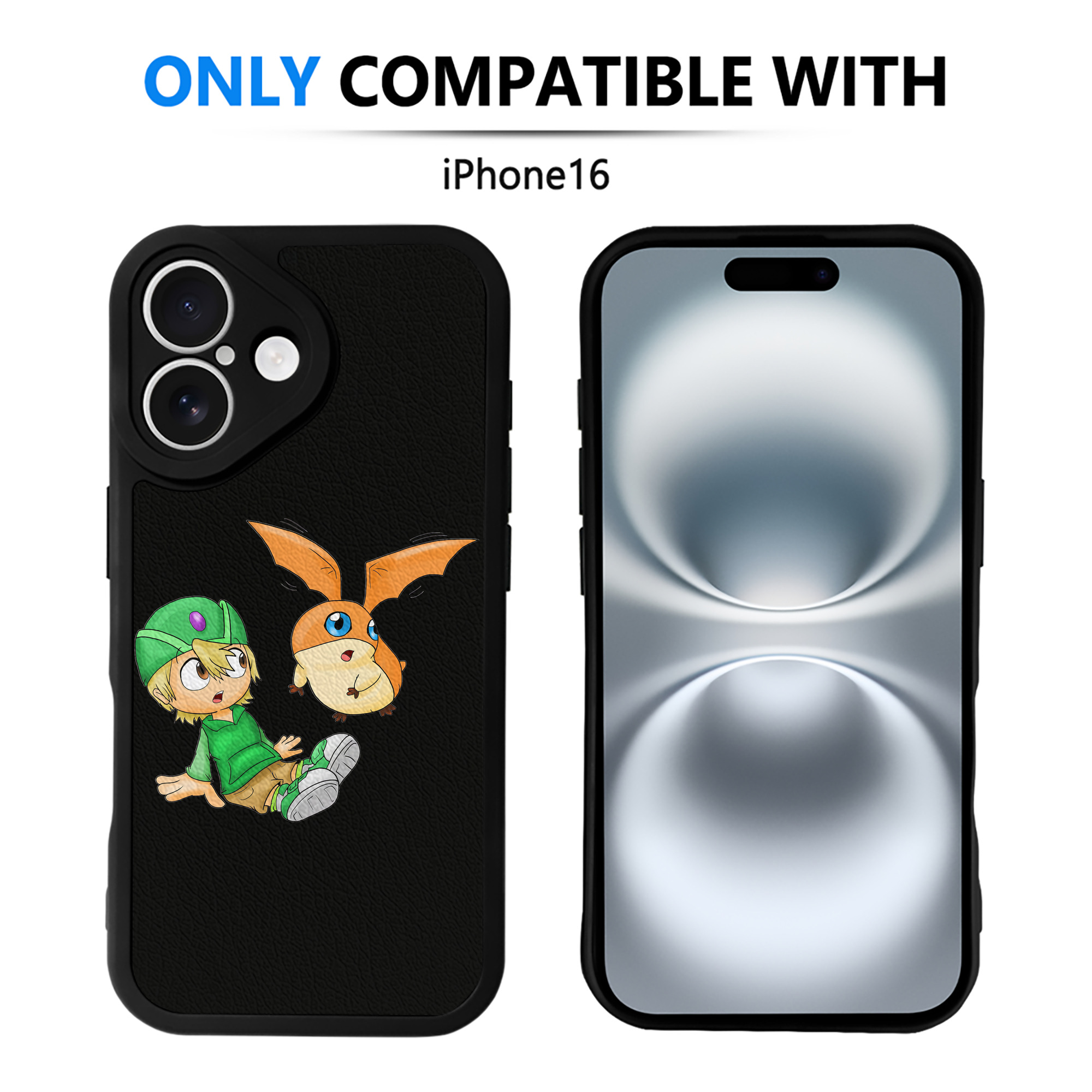 （画像用） Digimon デジタルモンスター/デジモン 【iPhone 16シリーズ対応】シリコンスマホケース（レザー調） 材質：シリコン